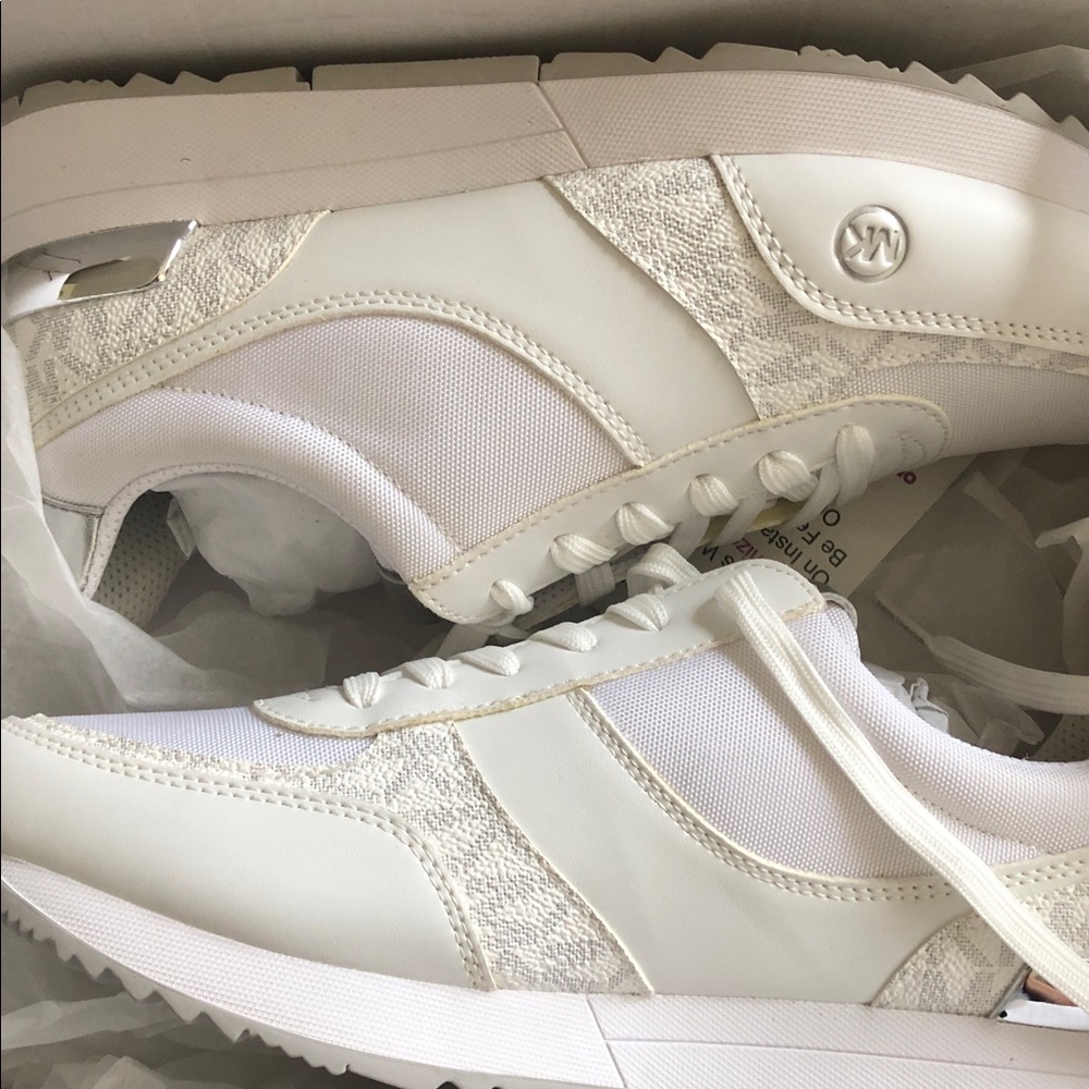 Michael Kors Women's White Mixed-Material Runner Sneakers